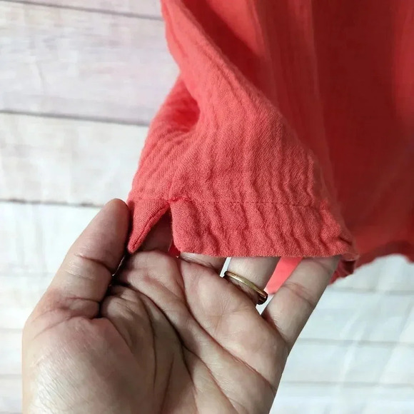 Eileen Fisher Size Large Boat Neck Boxy Blouse Organic Cotton Orange Color Gauge - Picture 6 of 10